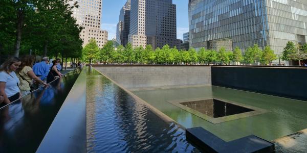 People visit the 9/11 memorial (Glenn Asakawa/University of Colorado)