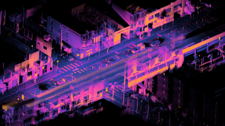 Image of city street taken by lidar technology