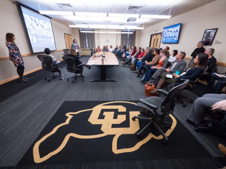 CU Buffs rug in focus at a 2018 Diversity and Inclusion Summit session