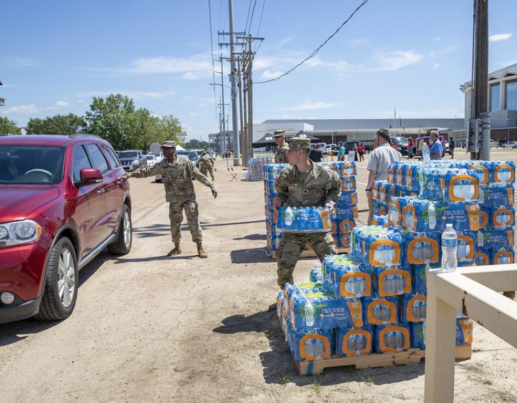 National guard hands out water