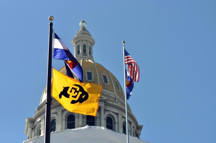 Flags at Colorado state capitol