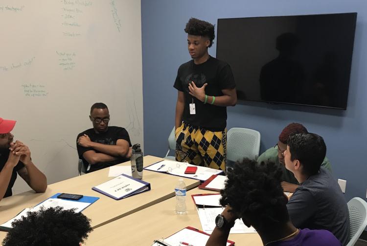 students participating in the boys2MEN leadership summit on the CU Boulder campus