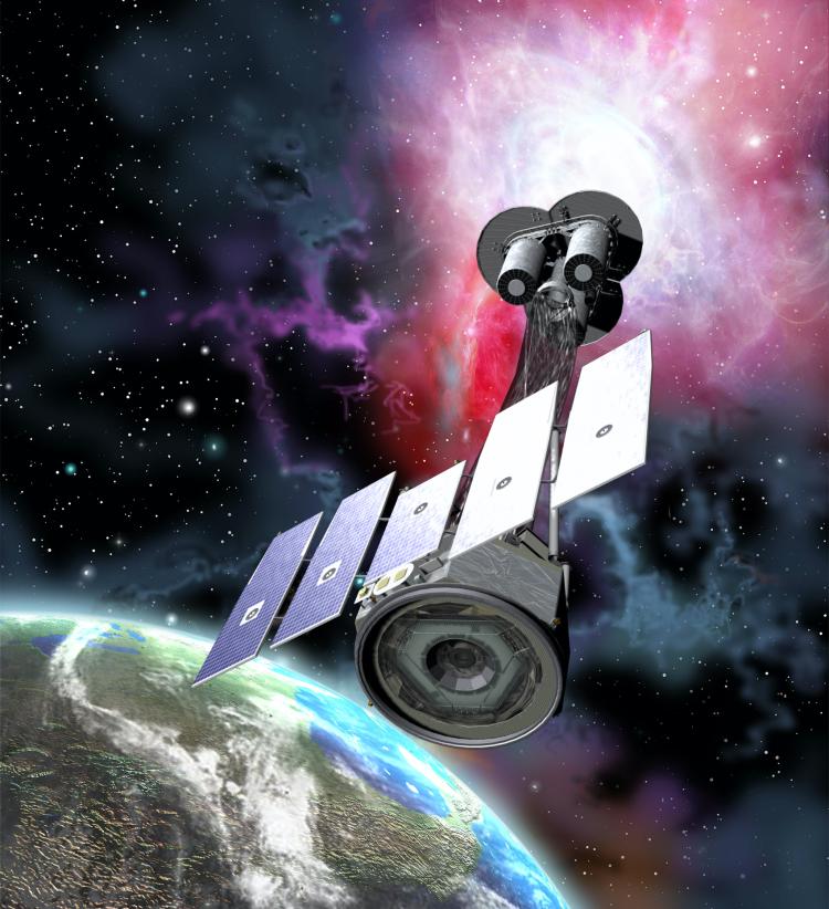 Artist's rendition of IXPE in orbit around Earth