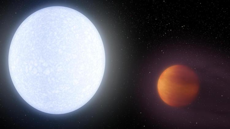 Artist's depiction of  the planet KELT-9b next to its star