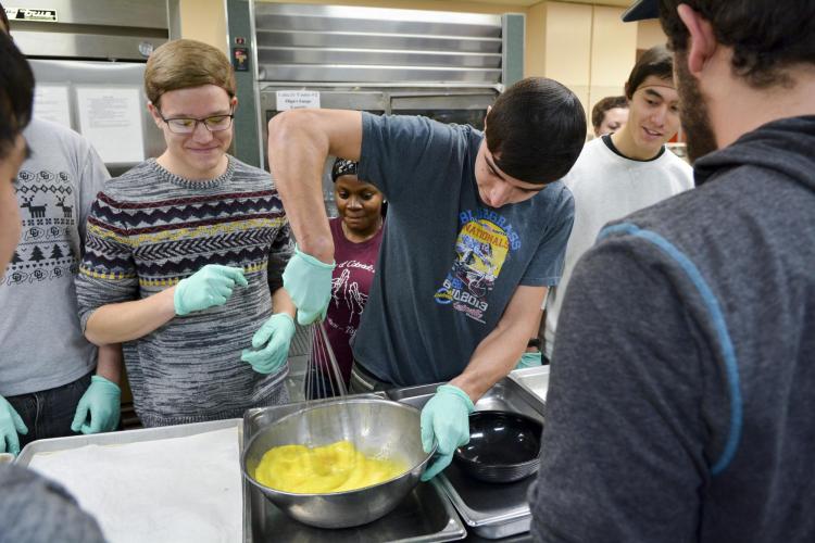 Students participating in Ralphie's Cooking Class