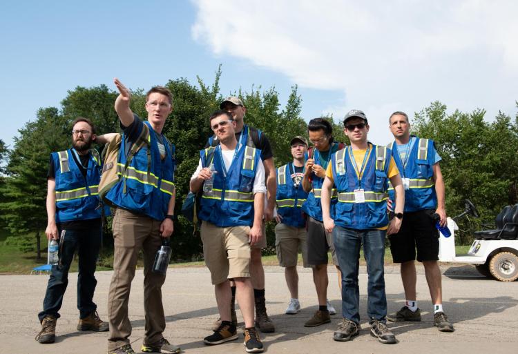 MARBLE team members look on at the challenge arena during a search-and-rescue event in Pennsylvania.