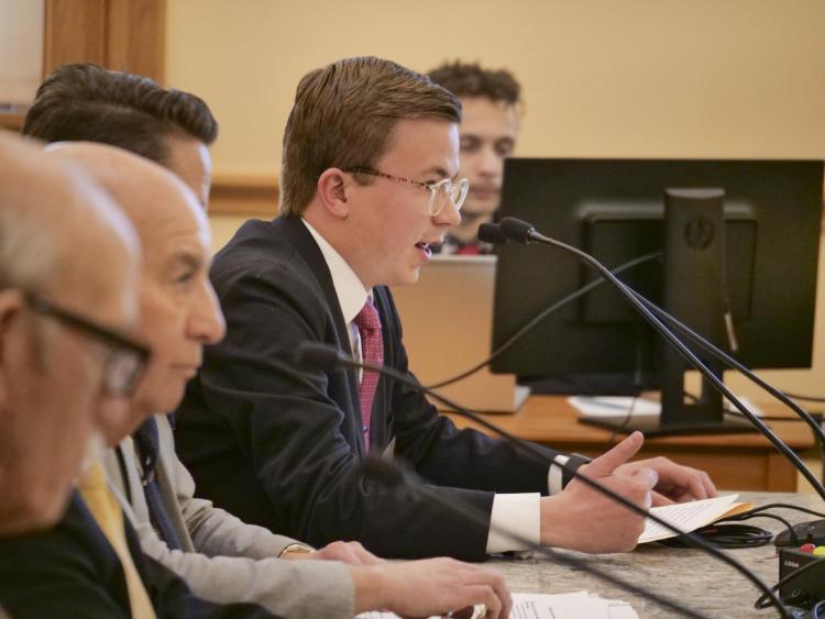 Chase Cromwell, CUSG legislative director, testifies during the Colorado State Senate Education Committee meeting