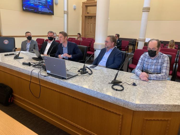 Philip Makotyn, center, presenting before the Colorado General Assembly's Joint Technology Committee on Sept. 9, 2021. (Photo provided)