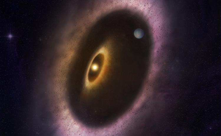Artist's depiction of the debris disk around the star HD 53143