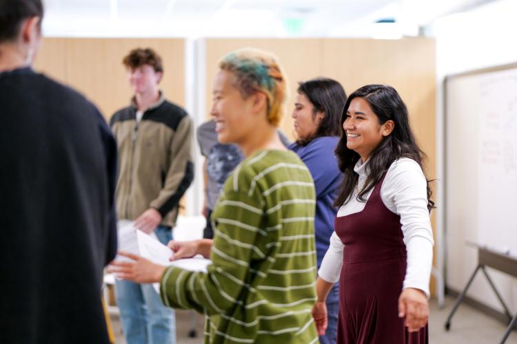 Graduate students at a campus event