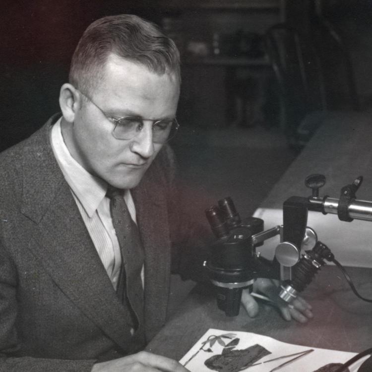 Weber with microscope