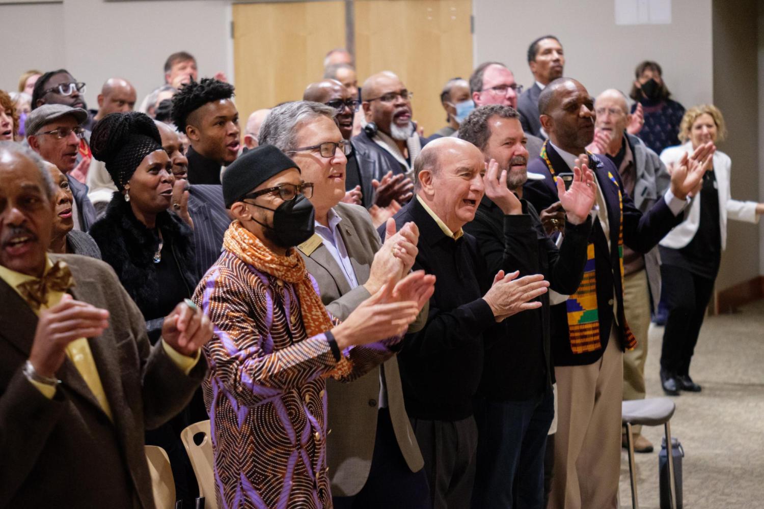 An audience, including CU Boulder affiliates, engages in an MLK Day program at the Jewish Community Center. (Glenn Asakawa/University of Colorado)