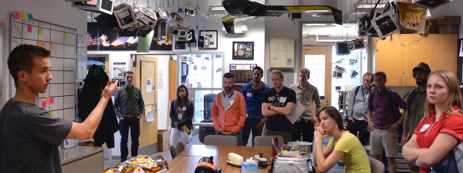 CU Transfer students on a tour Oct. 28, 2016, of the Colorado Space Grant Consortium, located in the Discovery Learning Center.