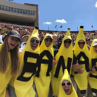 Fans dressed in banana costumes during Nebraska game