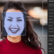 A woman seen through facial recognition software