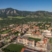 2018 aerial view over the CU Boulder campus. (Photo by Glenn Asakawa/University of Colorado)