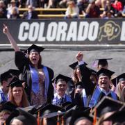 2022 graduates celebrate during the commencement ceremony