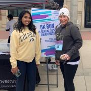 CORB member Kavya Kannan and Chief Jokerst attend a Sexual Assault Awareness Month event on campus