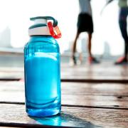 Blue refillable water bottle