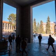 Students fill the campus on the first day back from winter break. 