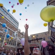 Students release biodegradable balloons