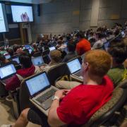 Students listen to a lecture