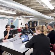 Students collaborate at the Idea Forge