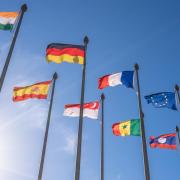 International flags flying