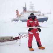 A researcher seen on the MOSAIC expedition in the Arctic