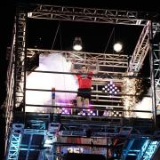 Nate Hansen celebrates winning in the American Ninja Warrior semifinal