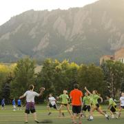 Students playing intramural football