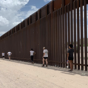 INVST students walk along the U.S.-Mexico border