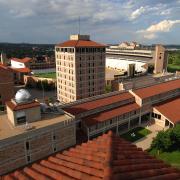 The Duane Physics building and Gamow Tower 