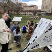 Students working on a research project on the CU Boulder campus.