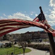 A U.S. flag blows in the wind. (Glenn Akasawa)