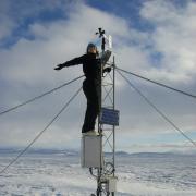 Shelley Knuth in Antarctica where she conducted weather research and worked on weather stations
