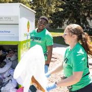 students volunteering during the move-out donation drive