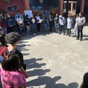 Photo of community gathering at Oakland International High School
