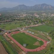 Aerial shot of Potts Field Track at CU Boulder