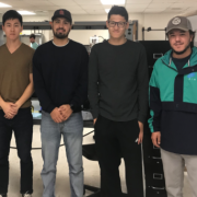 Five engineering students who are developing Pulse, an advanced sensory system for the blind