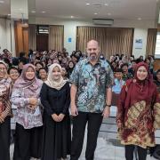 Eric Vance with students and colleagues at IPB University in Indonesia