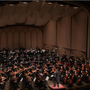 The CU Symphony Orchestra on stage