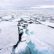 An aerial image of polar sea ice