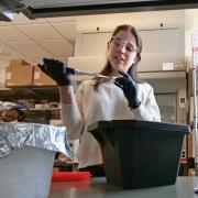 Irene Francino Urdaniz works on her spike protein research at the University of Colorado Boulder. 