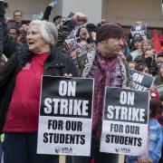 Picket line during Los Angeles teachers strike