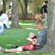 Student studying on campus