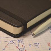 Notebook, pen and science notes