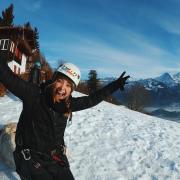 Student snowboarding in Switzerland during study abroad trip