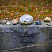 Holocaust memorial site marked with a Jewish star