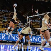 CU volleyball team on the court